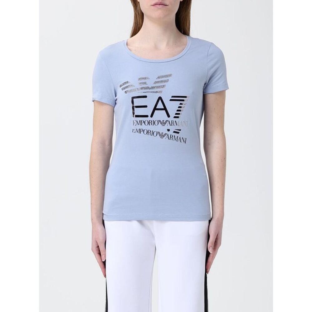 Ea7 Women Cotton T-Shirts With Rhinestone Logo Ea7